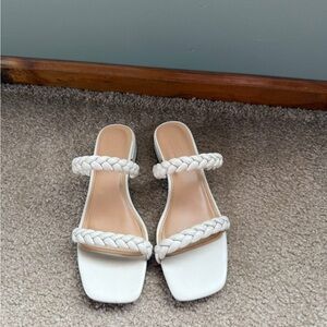 Women's White Braided Strap Sandals